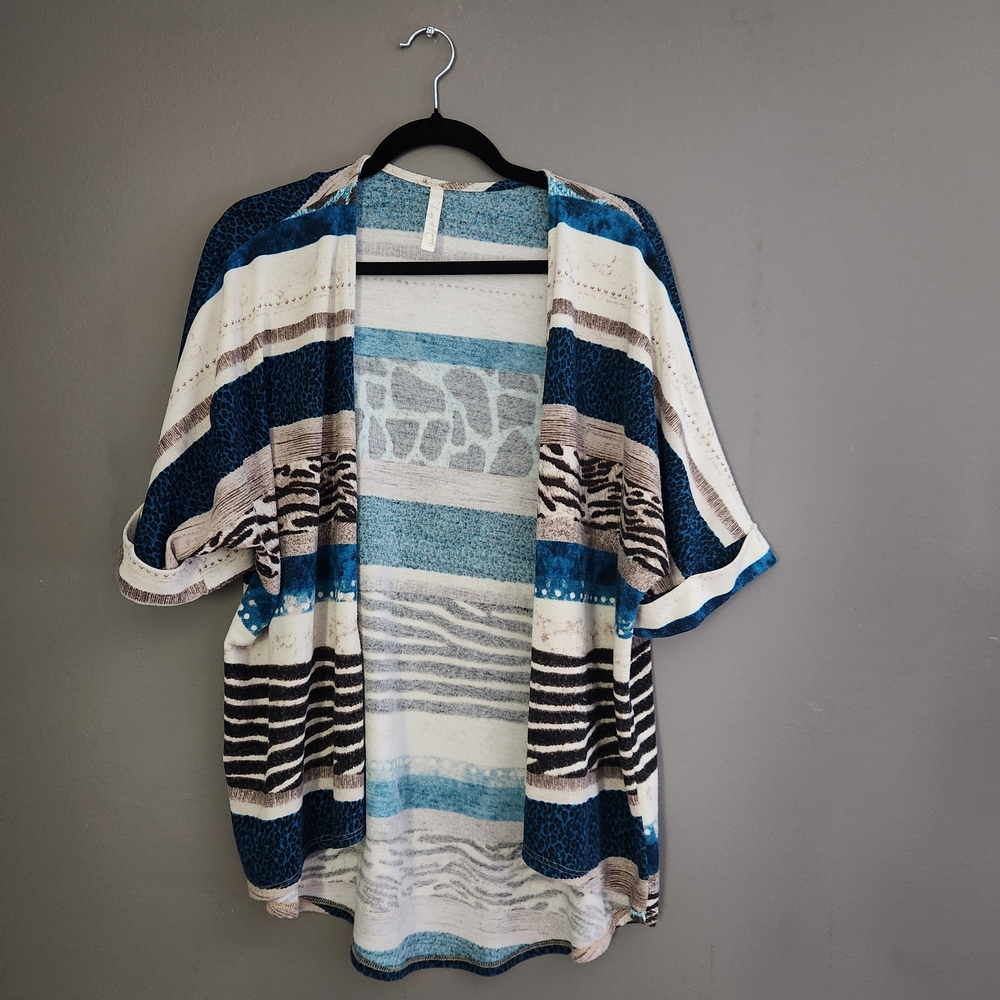 Striped Open-Front Cardigan